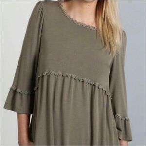 🩶 POL Grey Babydoll Top || Size Small